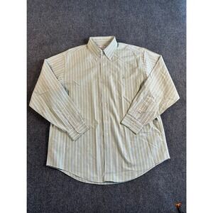 Brooks Brothers 1818 Non-Iron Supima Cotton Striped Shirt Sage Green Mens Large